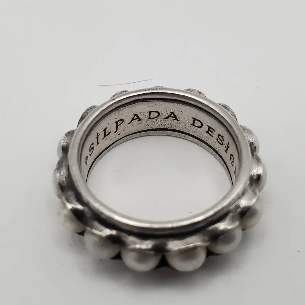 Silpada Designs Sterling Silver Nested Pearls Ring Scalloped Bezel R2209 Size 7 - Picture 7 of 10